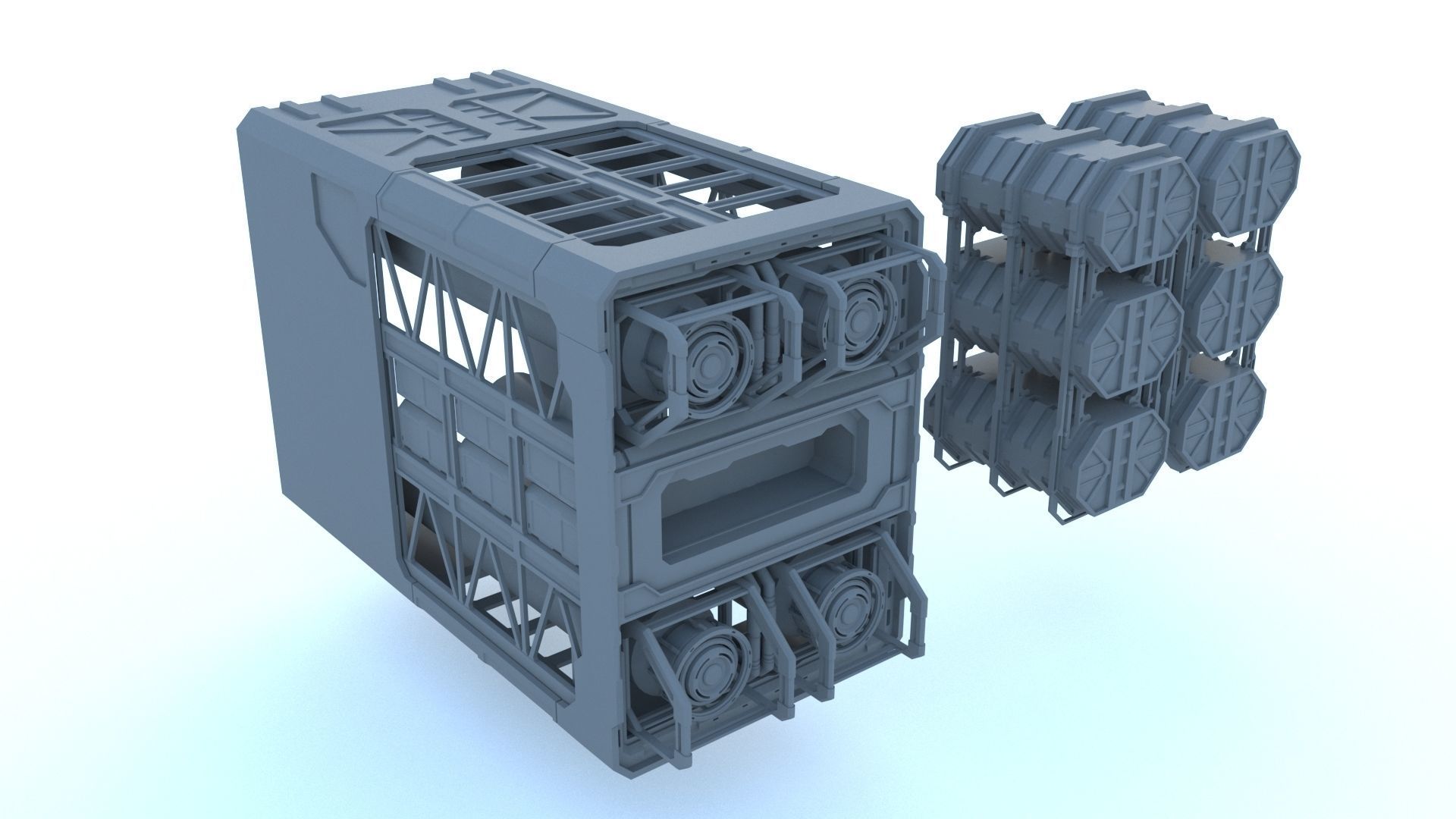 Sci Fi structures kitbash 3D model_10