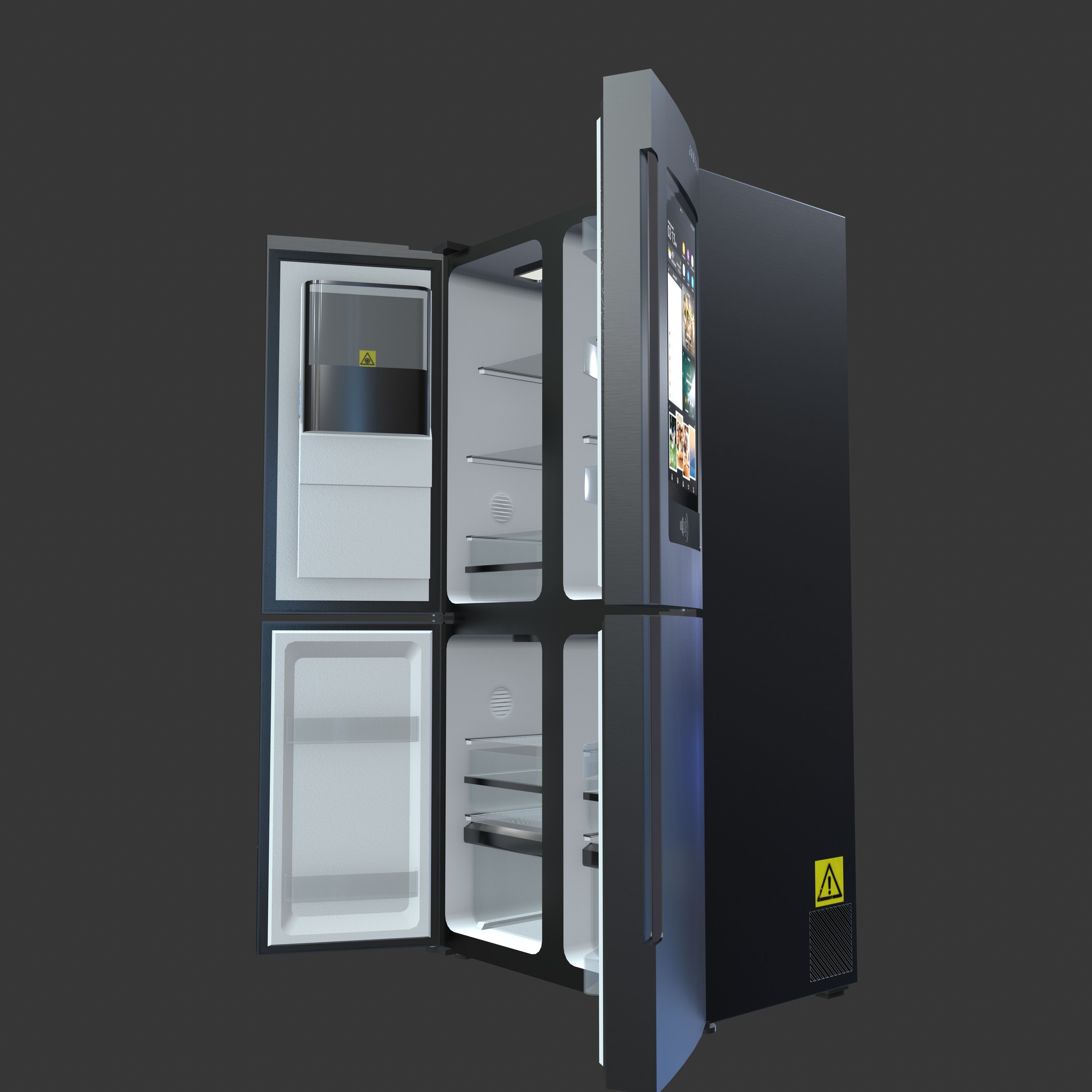 Modern Fridge - Refrigerator Low-poly 3D model_3