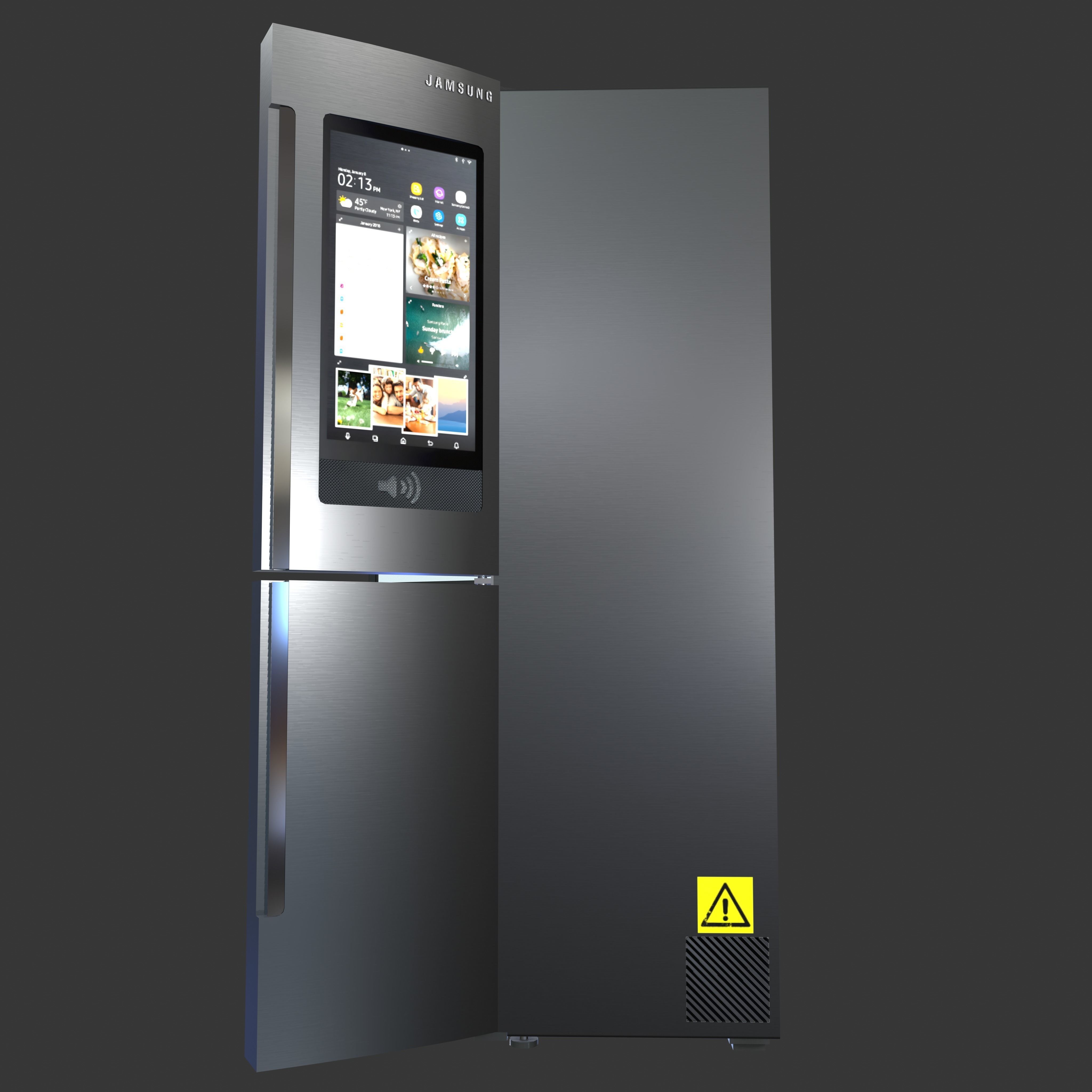 Modern Fridge - Refrigerator Low-poly 3D model_7