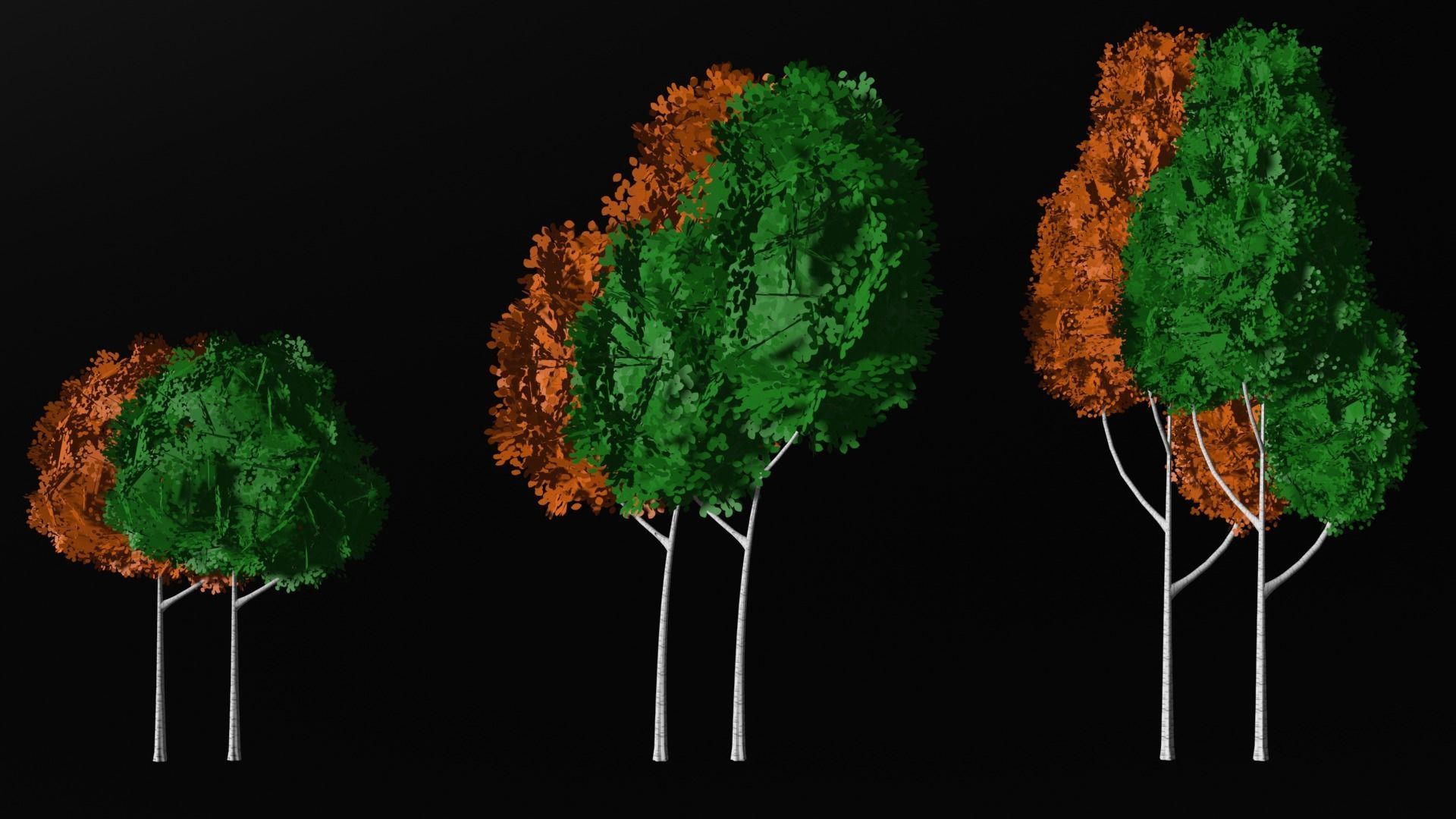 Stylized Birch Trees 3D model_1
