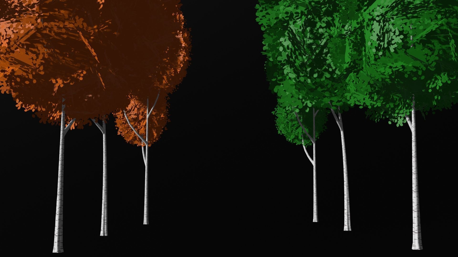 Stylized Birch Trees 3D model_3