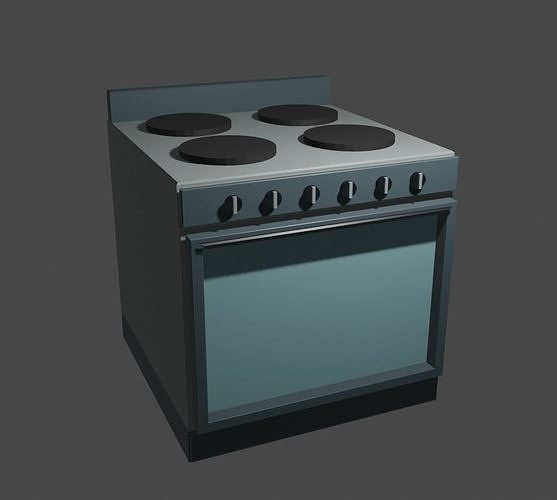 Low-poly oven stove with four burners Free low-poly 3D model