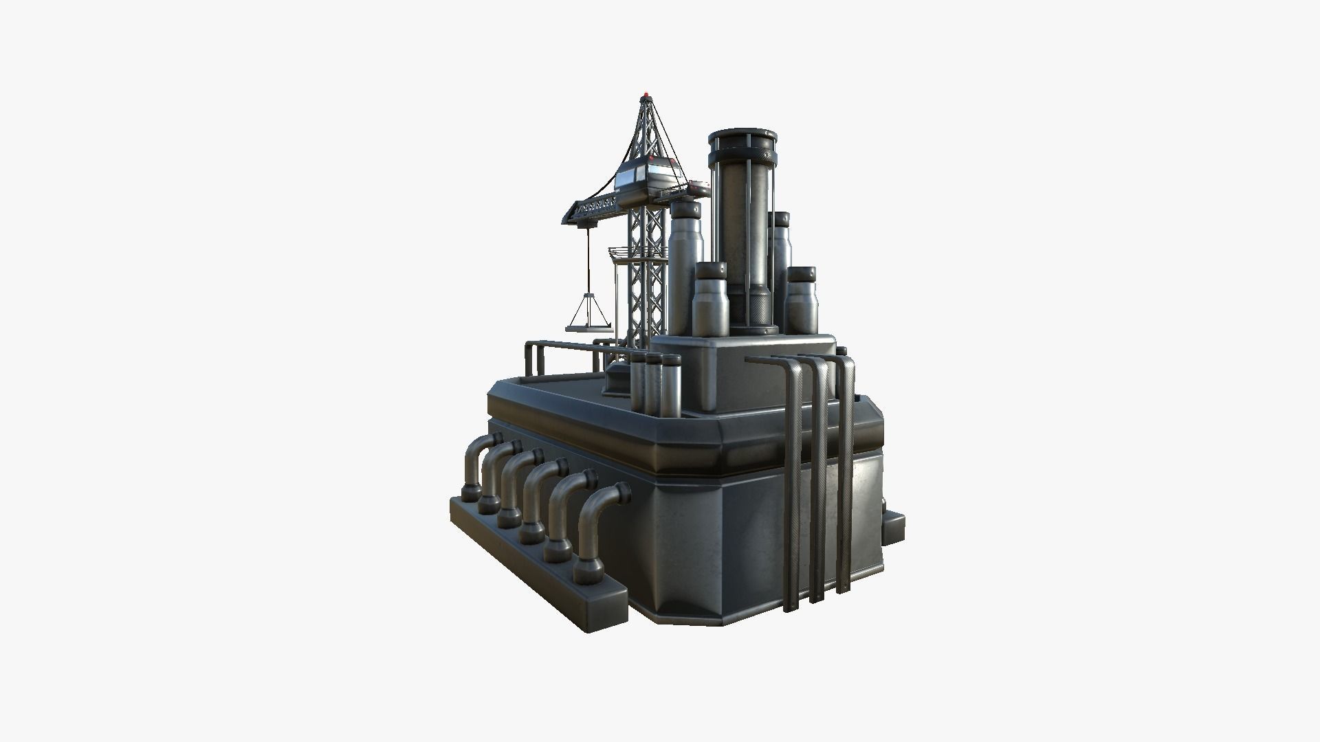 SciFi Factory A09 Dark Metal - Sci Fi Exterior Design Low-poly 3D model_4