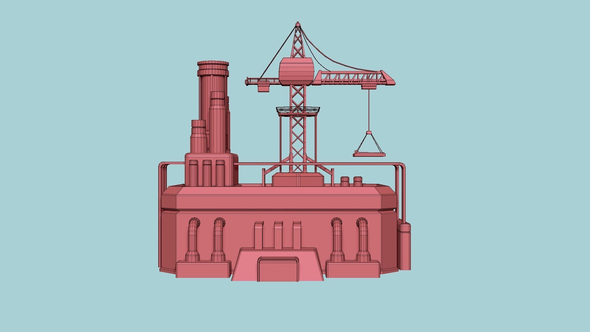 SciFi Factory A09 Dark Metal - Sci Fi Exterior Design Low-poly 3D model_16