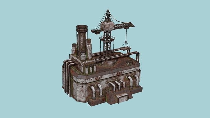 SciFi Factory A10 Abandoned - Sci Fi Exterior Design Low-poly 3D model 7