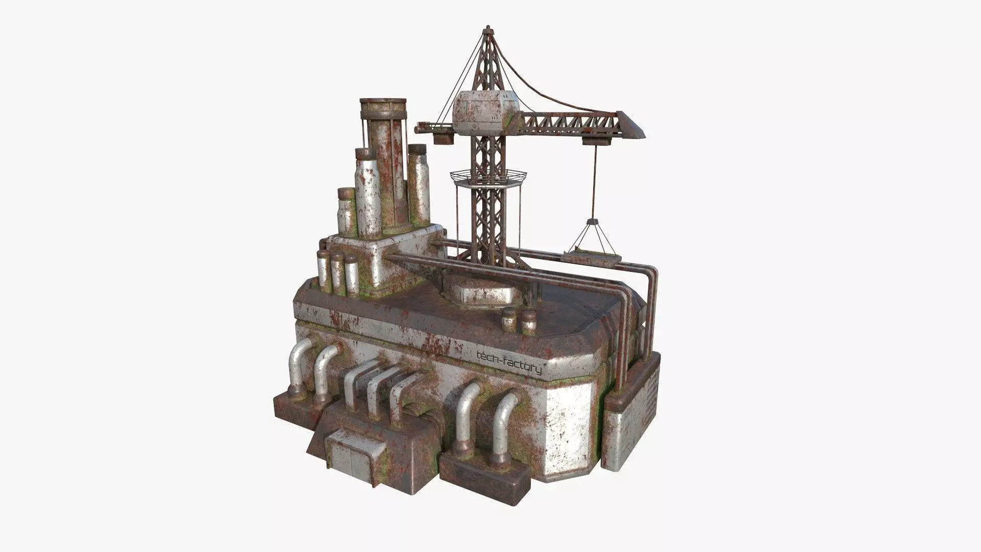 SciFi Factory A10 Abandoned - Sci Fi Exterior Design Low-poly 3D model_0