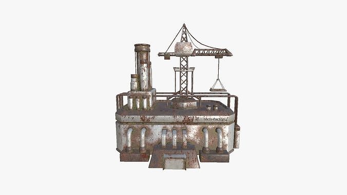 SciFi Factory A10 Abandoned - Sci Fi Exterior Design Low-poly 3D model 2