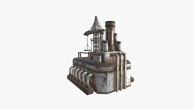 SciFi Factory A10 Abandoned - Sci Fi Exterior Design Low-poly 3D model 5
