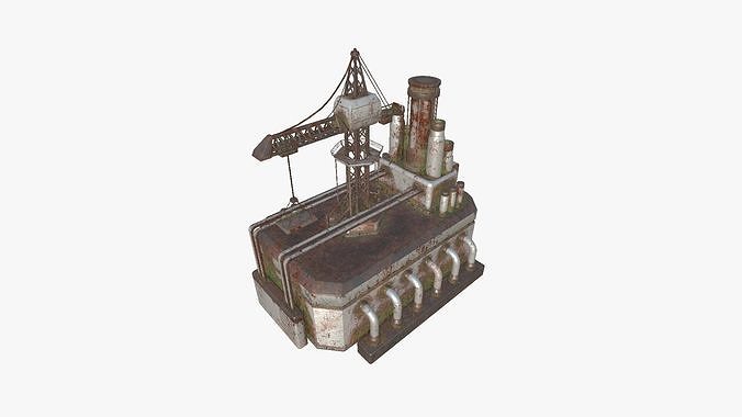 SciFi Factory A10 Abandoned - Sci Fi Exterior Design Low-poly 3D model 4