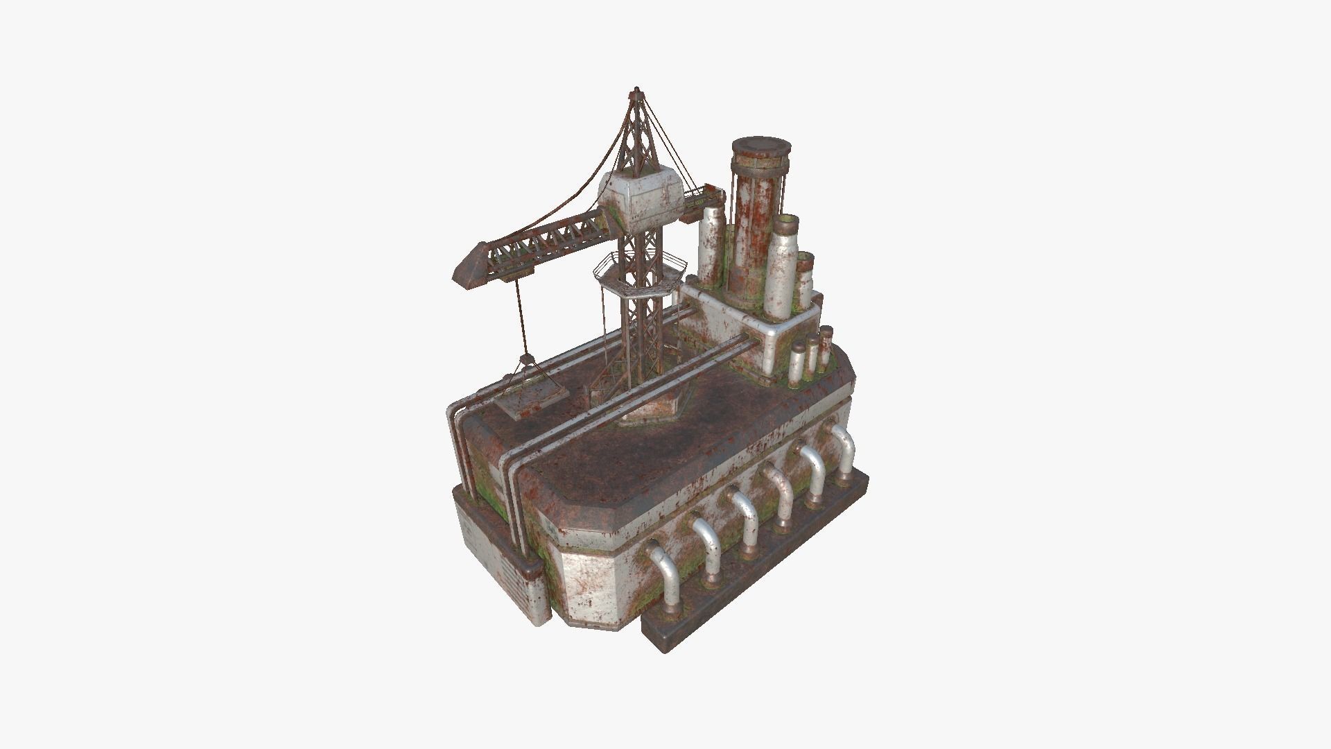 SciFi Factory A10 Abandoned - Sci Fi Exterior Design Low-poly 3D model_3