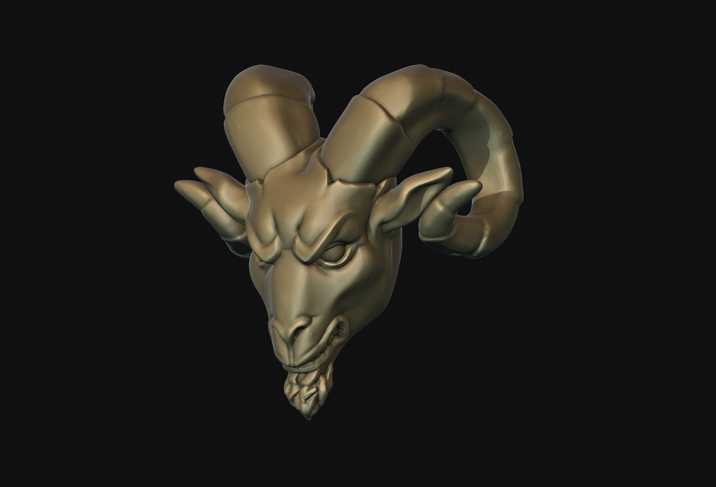 Ram Head Bead 3D print model_2