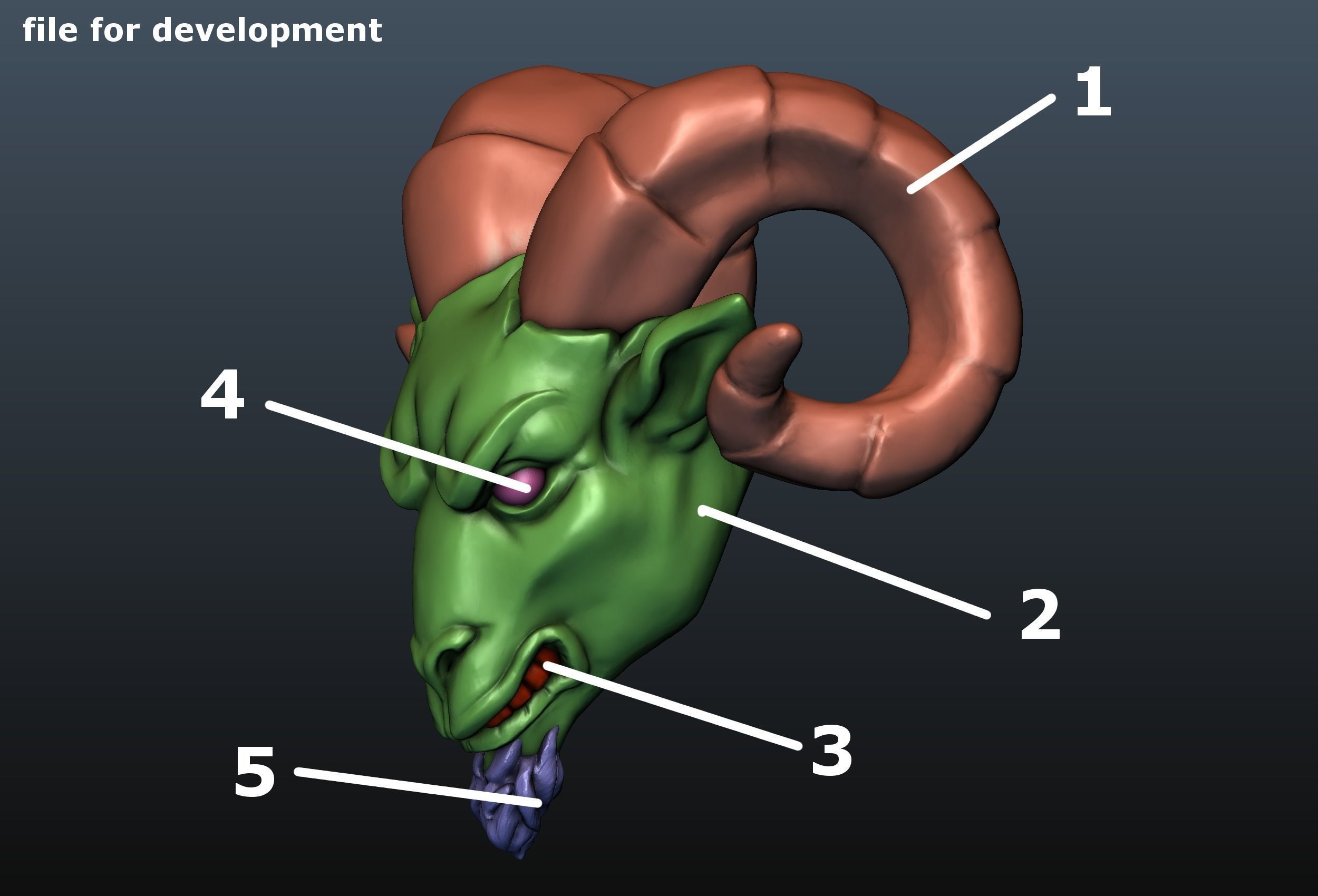 Ram Head Bead 3D print model_17