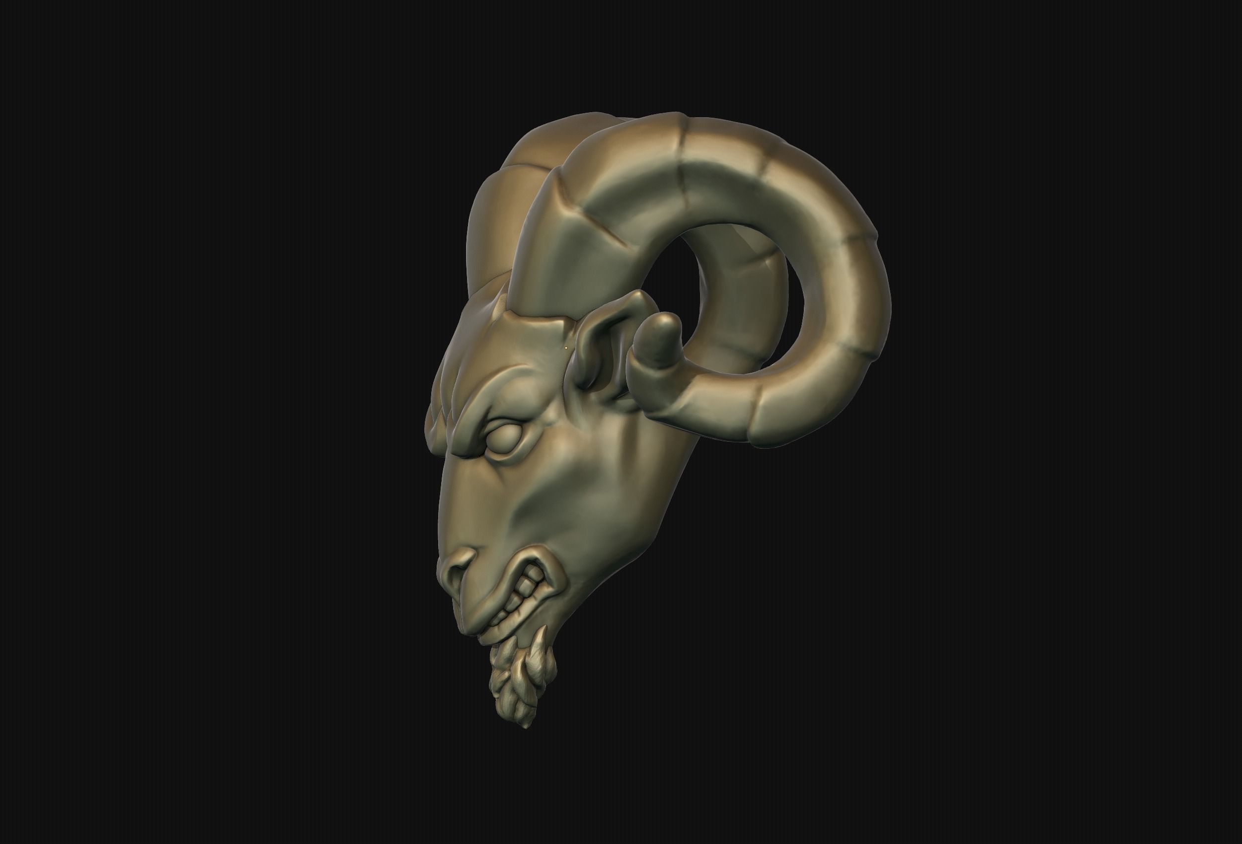 Ram Head Bead 3D print model_3
