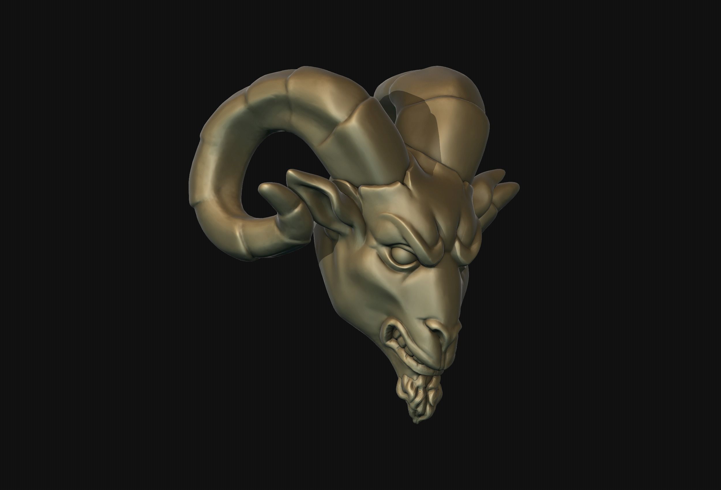 Ram Head Bead 3D print model_9