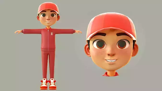 cartoon teenager boy athlete