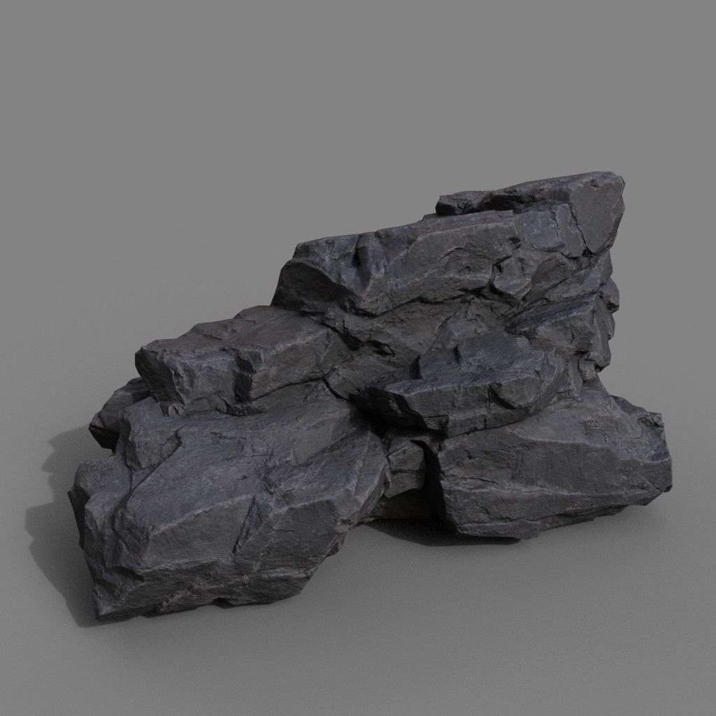 Low Poly Black Rock Formation 221219 - Ultra HD 16K Texture Low-poly 3D model_9