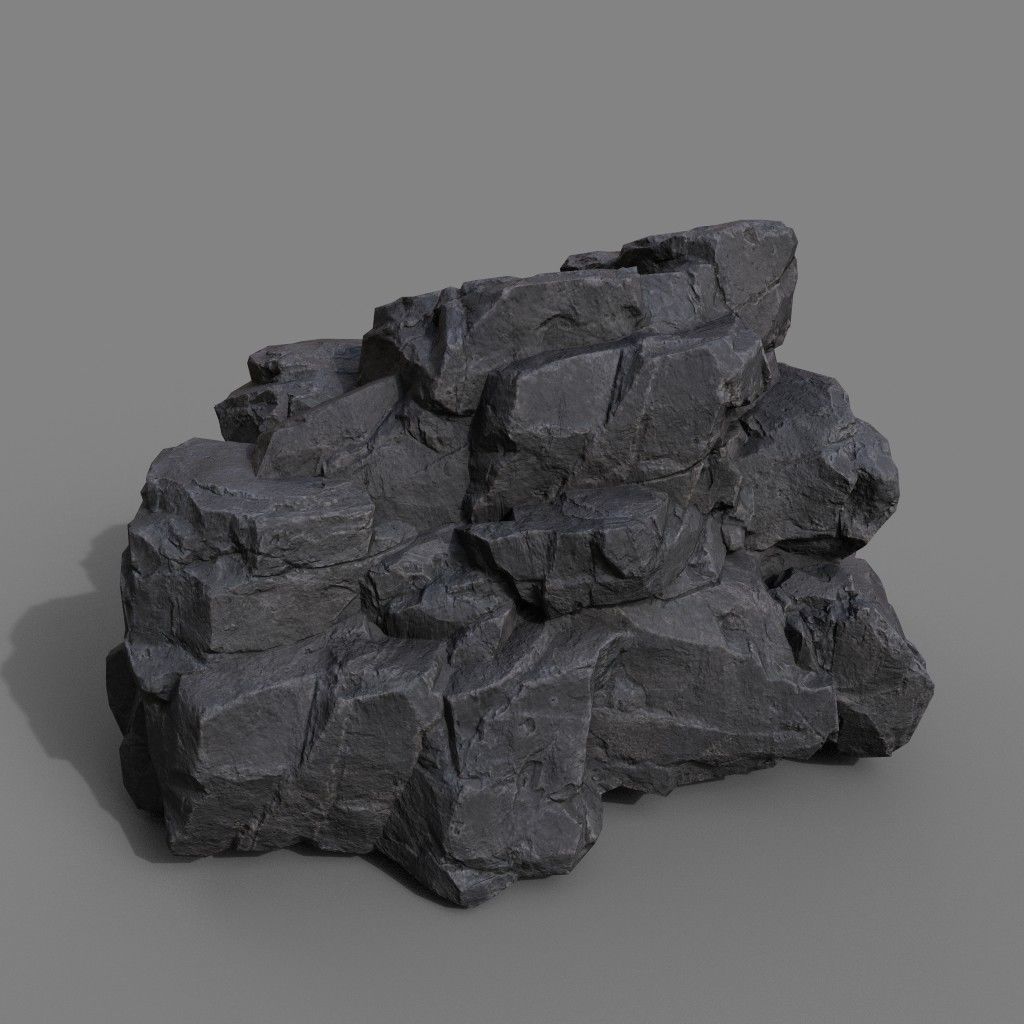 Low Poly Black Rock Formation 221219 - Ultra HD 16K Texture Low-poly 3D model_11