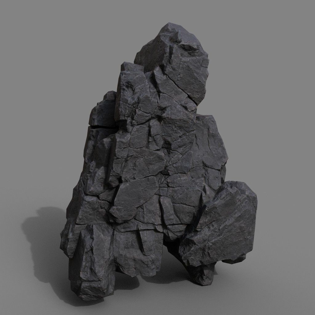 Low Poly Black Rock Formation 221219 - Ultra HD 16K Texture Low-poly 3D model_15