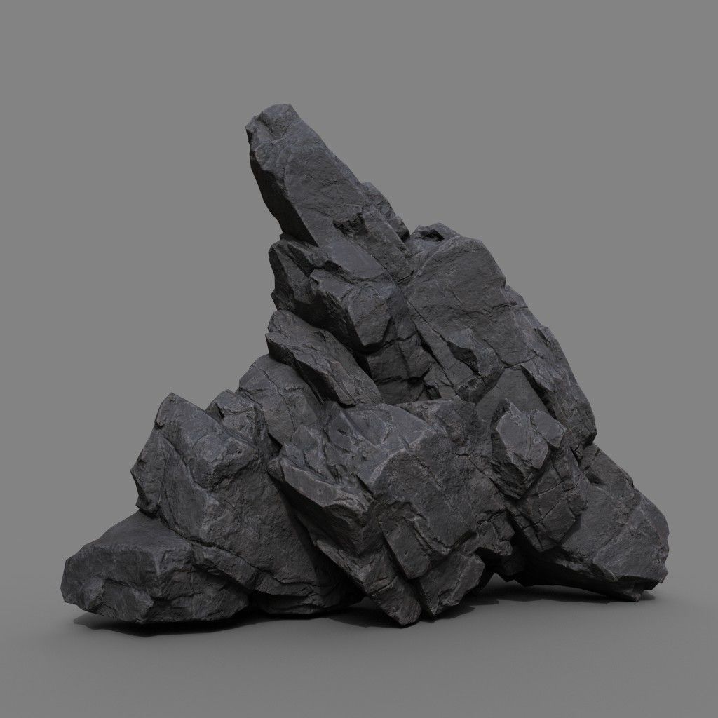Low Poly Black Rock Formation 221219 - Ultra HD 16K Texture Low-poly 3D model_5
