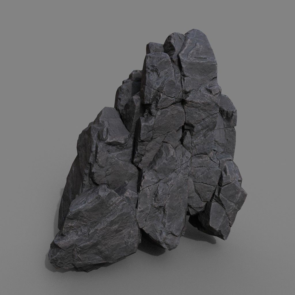 Low Poly Black Rock Formation 221219 - Ultra HD 16K Texture Low-poly 3D model_13