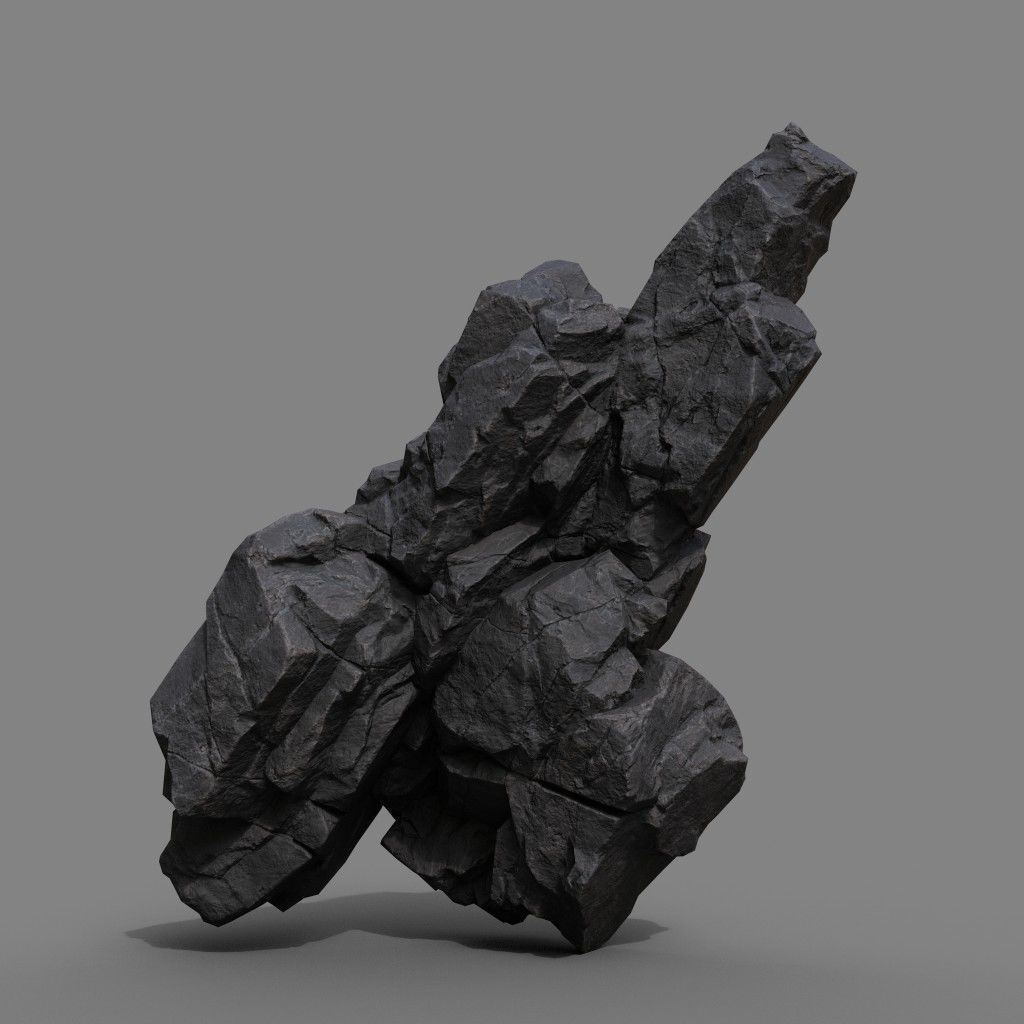 Low Poly Black Rock Formation 221219 - Ultra HD 16K Texture Low-poly 3D model_7
