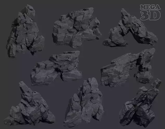 Low Poly Black Rock Formation 221219 - Ultra HD 16K Texture Low-poly 3D model