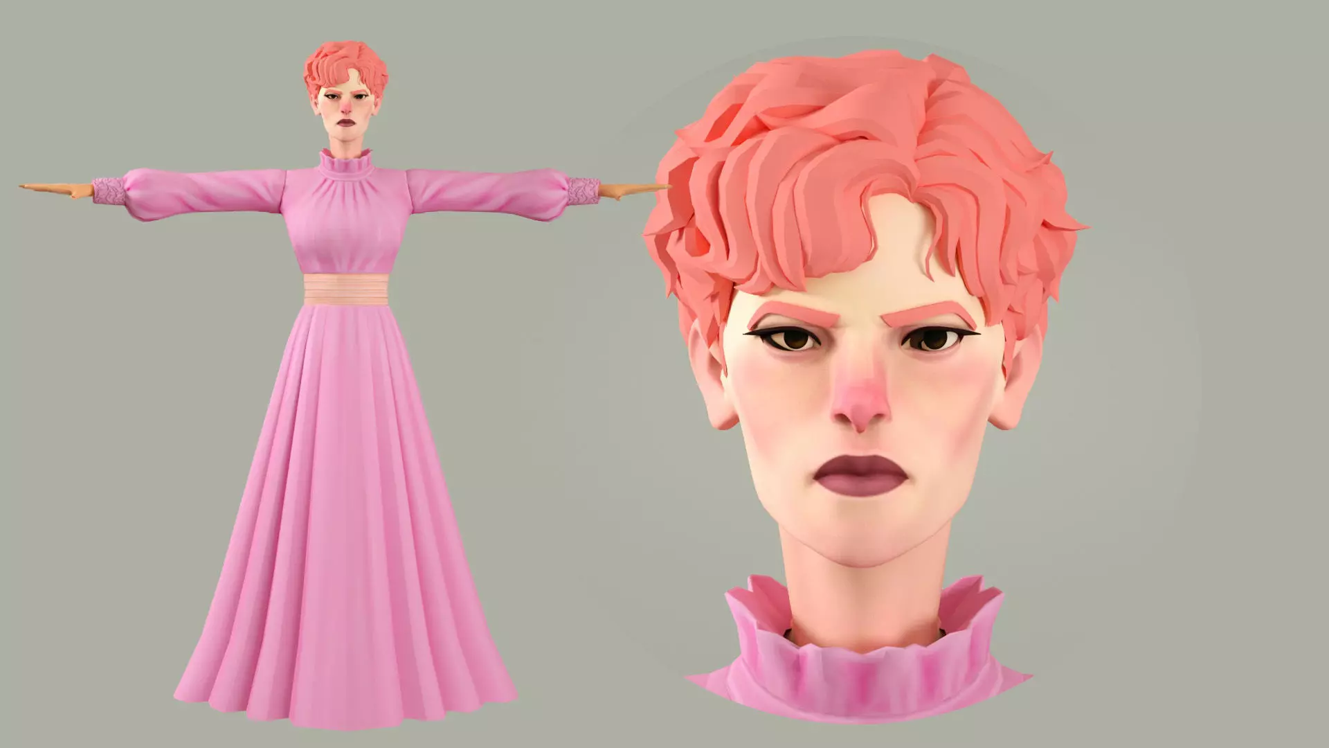 cartoon aunt palace villain ip mother in law female 3D model_0