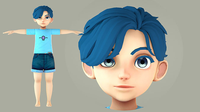 cartoon boy teenager youth kid 3D model