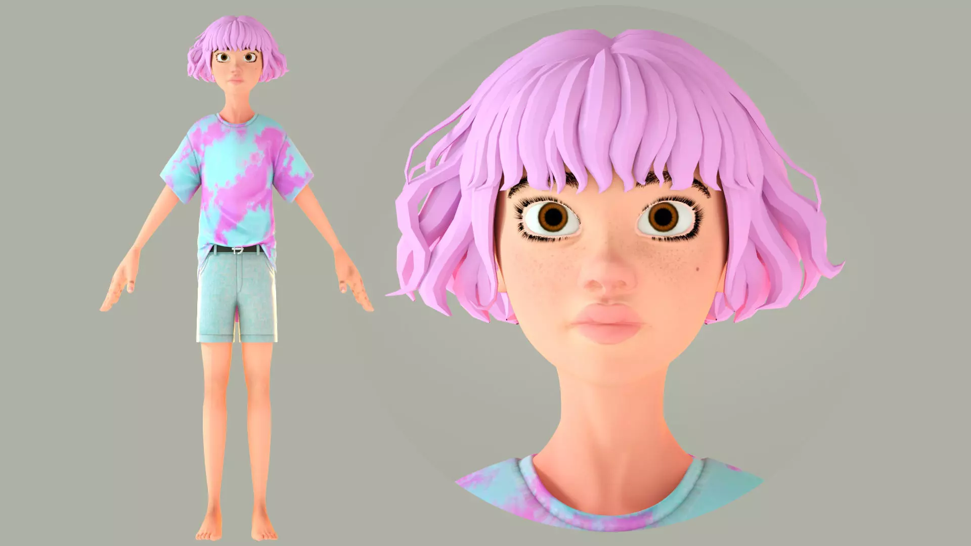 cartoon sister girl 3D model