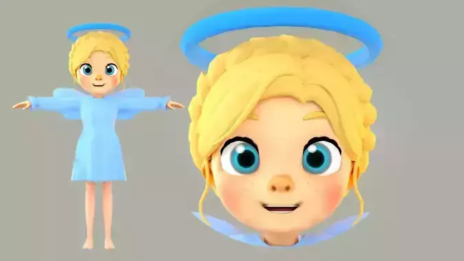 cartoon angel little girl