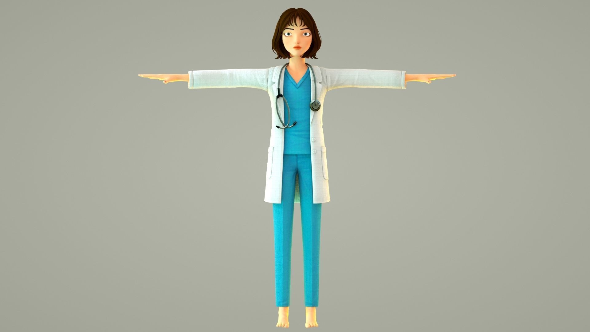 cartoon doctor female doctor medical care hospital 3D model_1