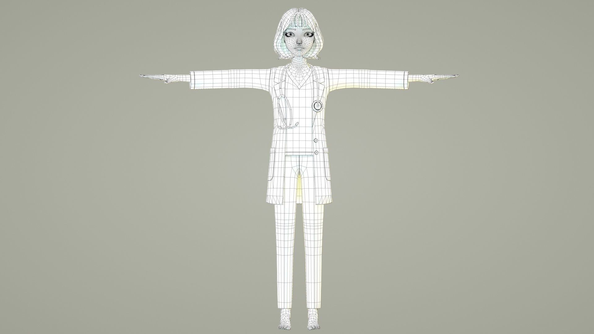 cartoon doctor female doctor medical care hospital 3D model_6