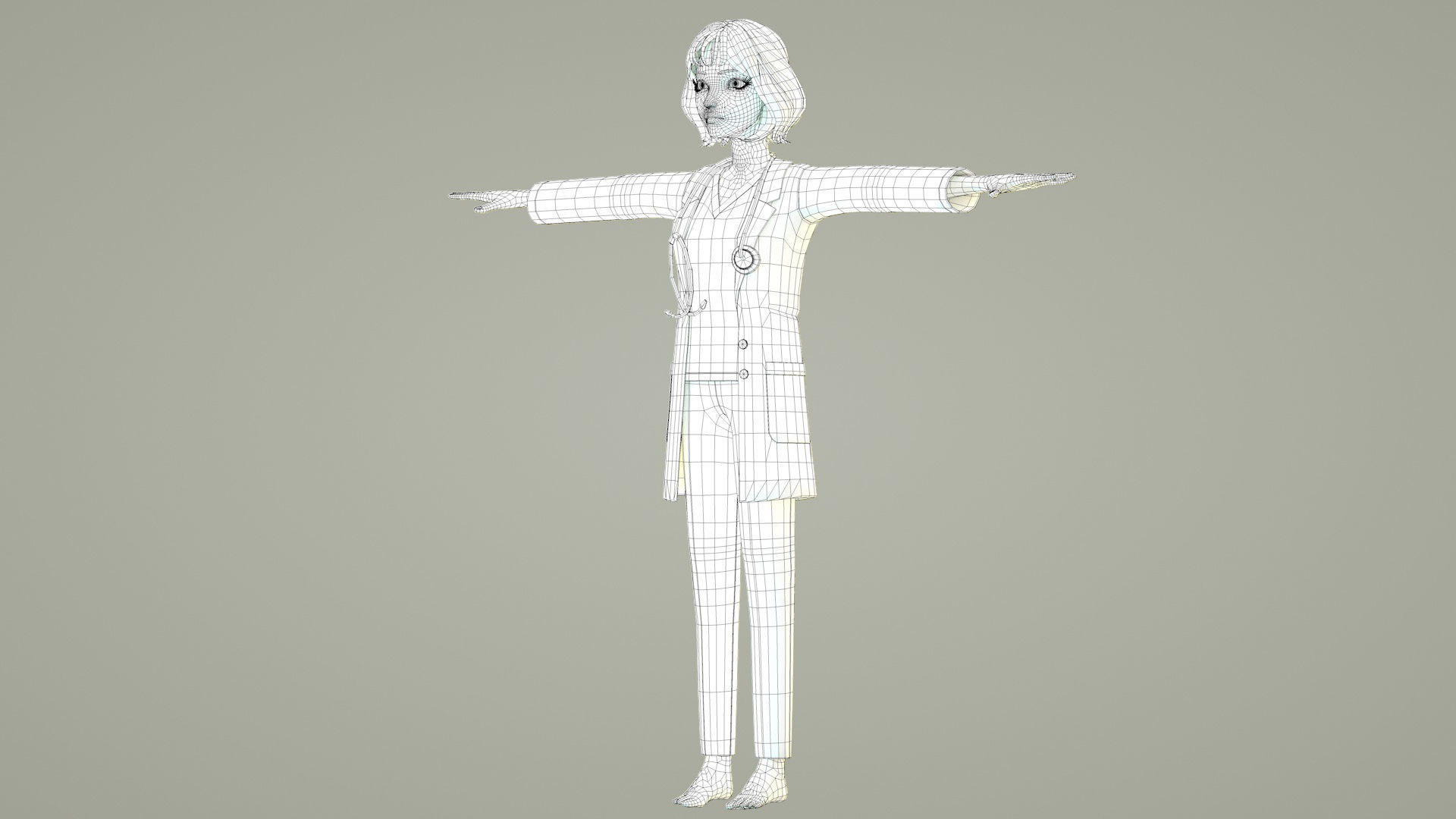 cartoon doctor female doctor medical care hospital 3D model_5