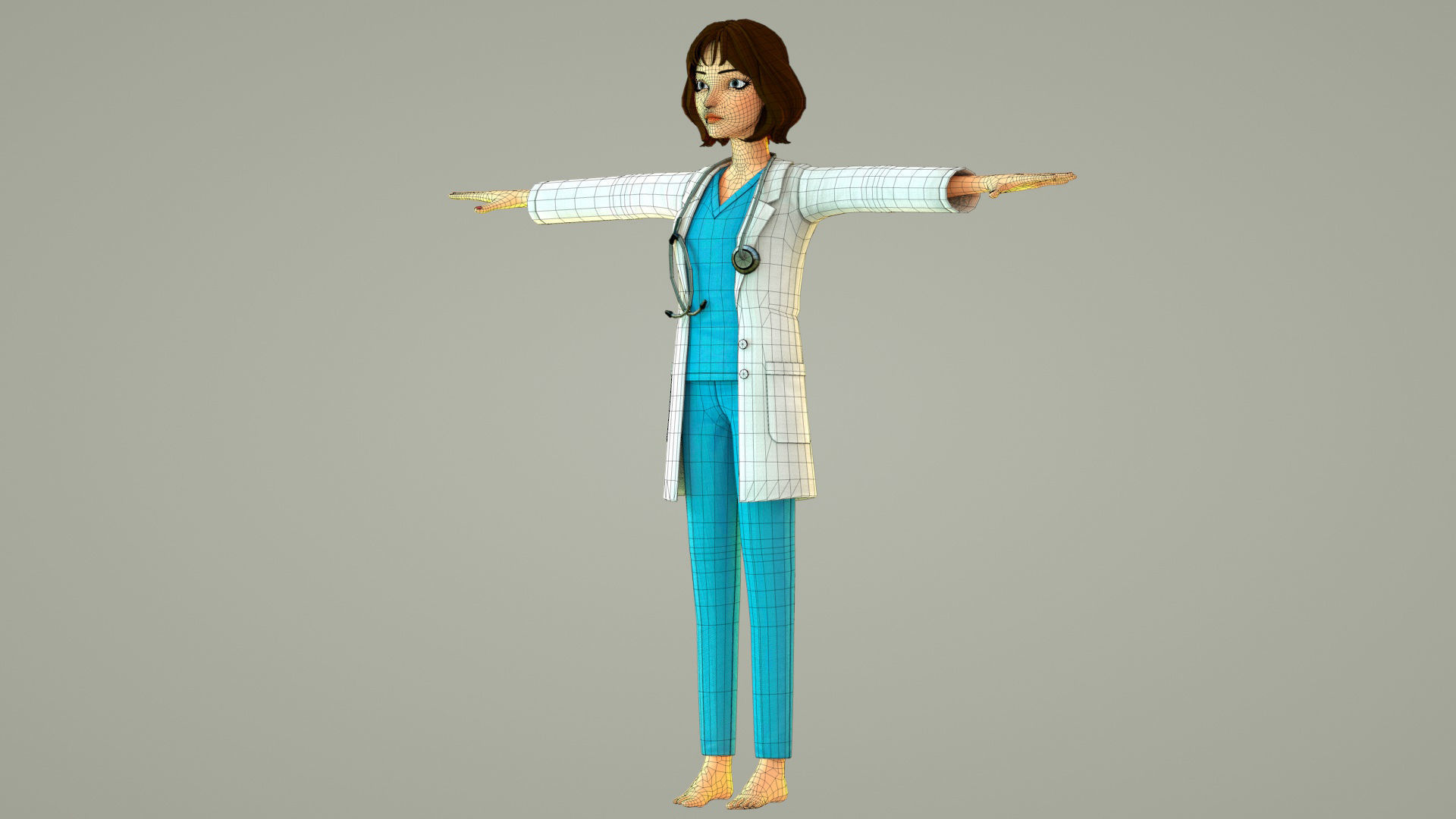 cartoon doctor female doctor medical care hospital 3D model_8