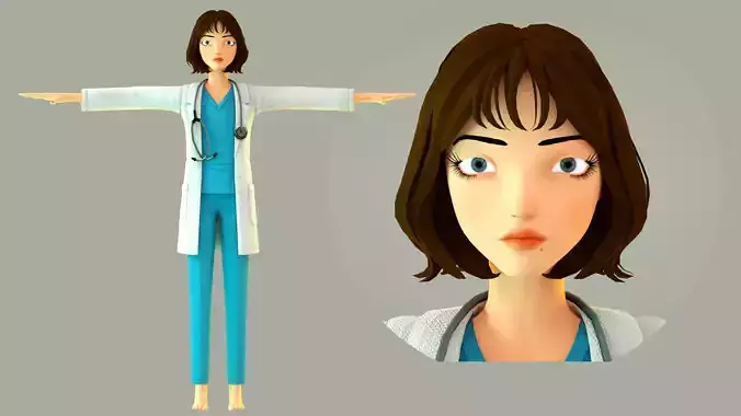 cartoon doctor female doctor medical care hospital 3D model cartoon doctor female doctor medical care hospital 3D model