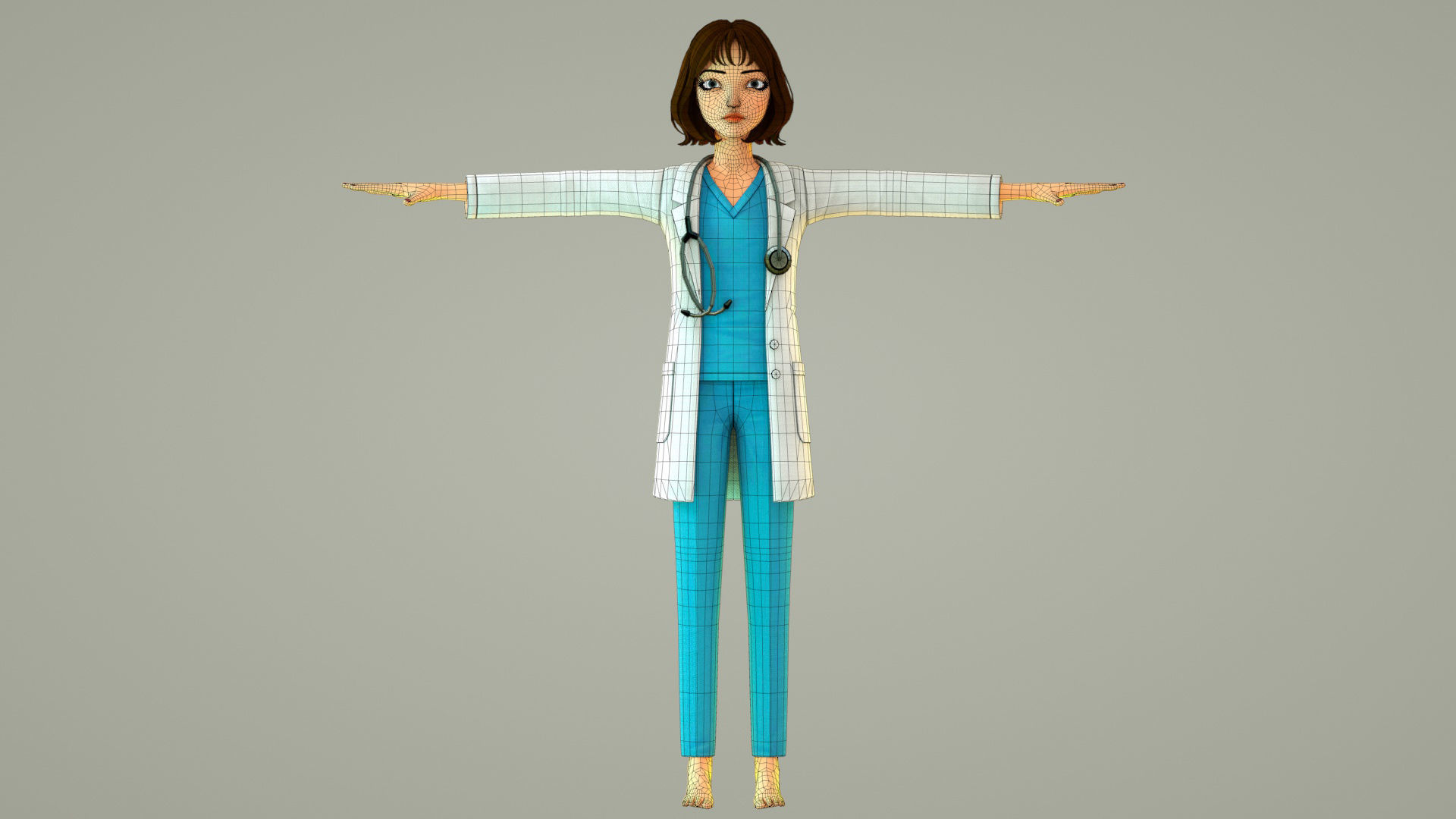 cartoon doctor female doctor medical care hospital 3D model_7