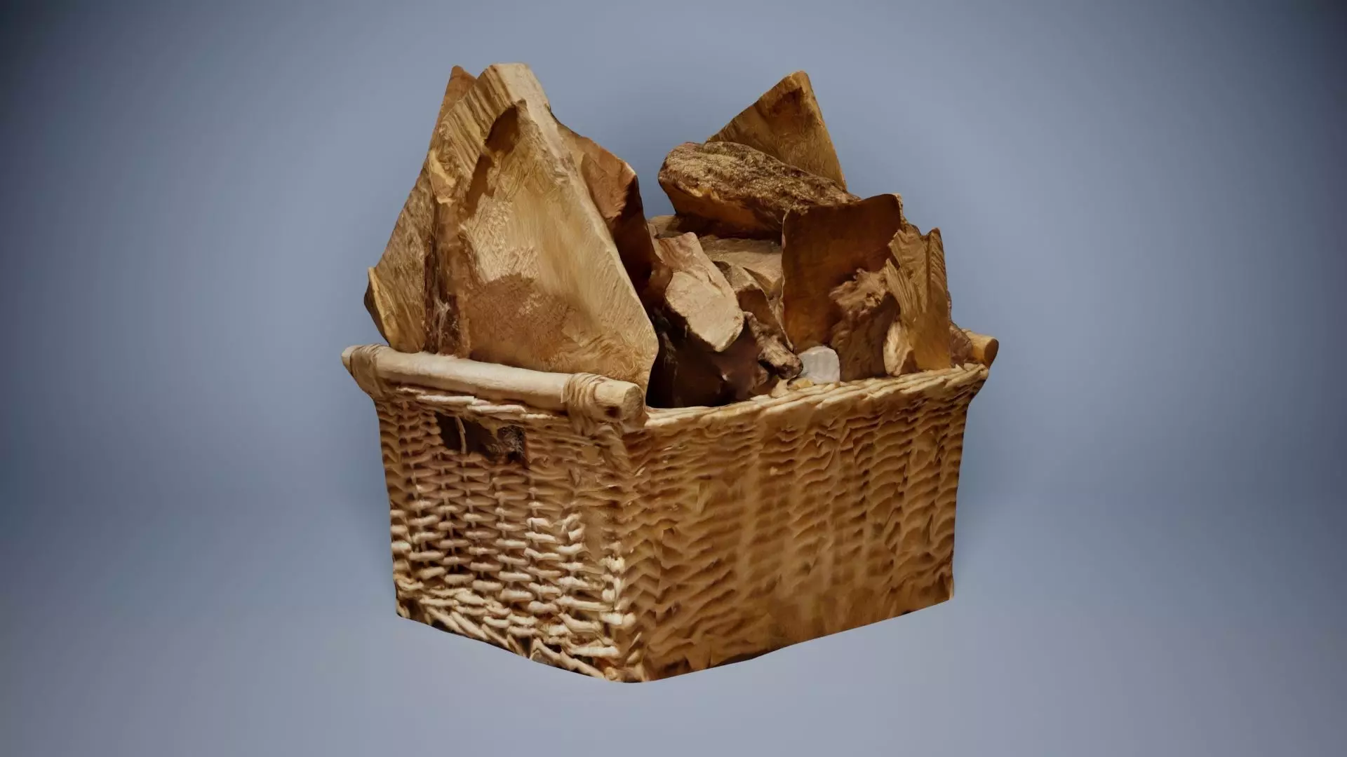 Firewood Wicker Basket Photoscan Low-poly 3D model