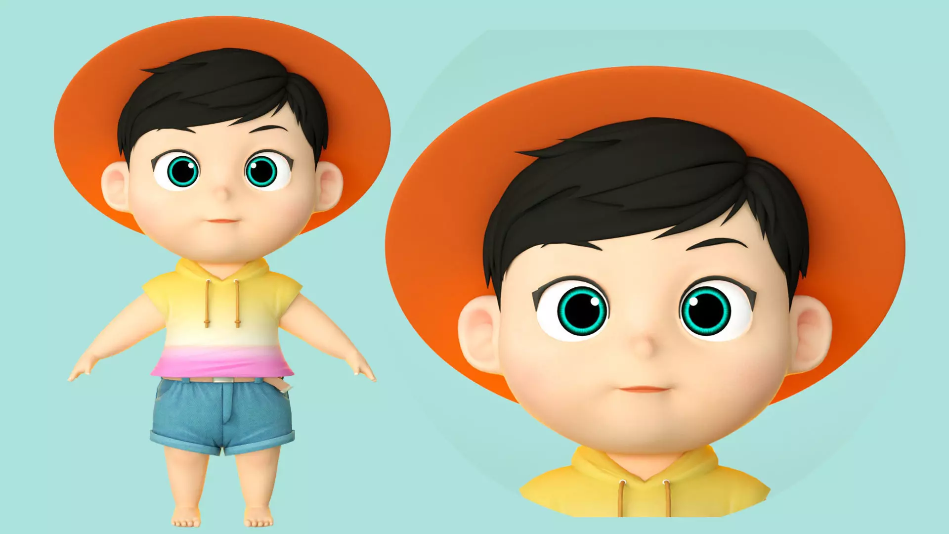 cartoon kids little boy baby baby youth cute 3D model
