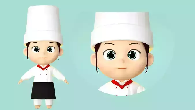 cartoon chef cook girl child little girl little girl girl baby 3D model