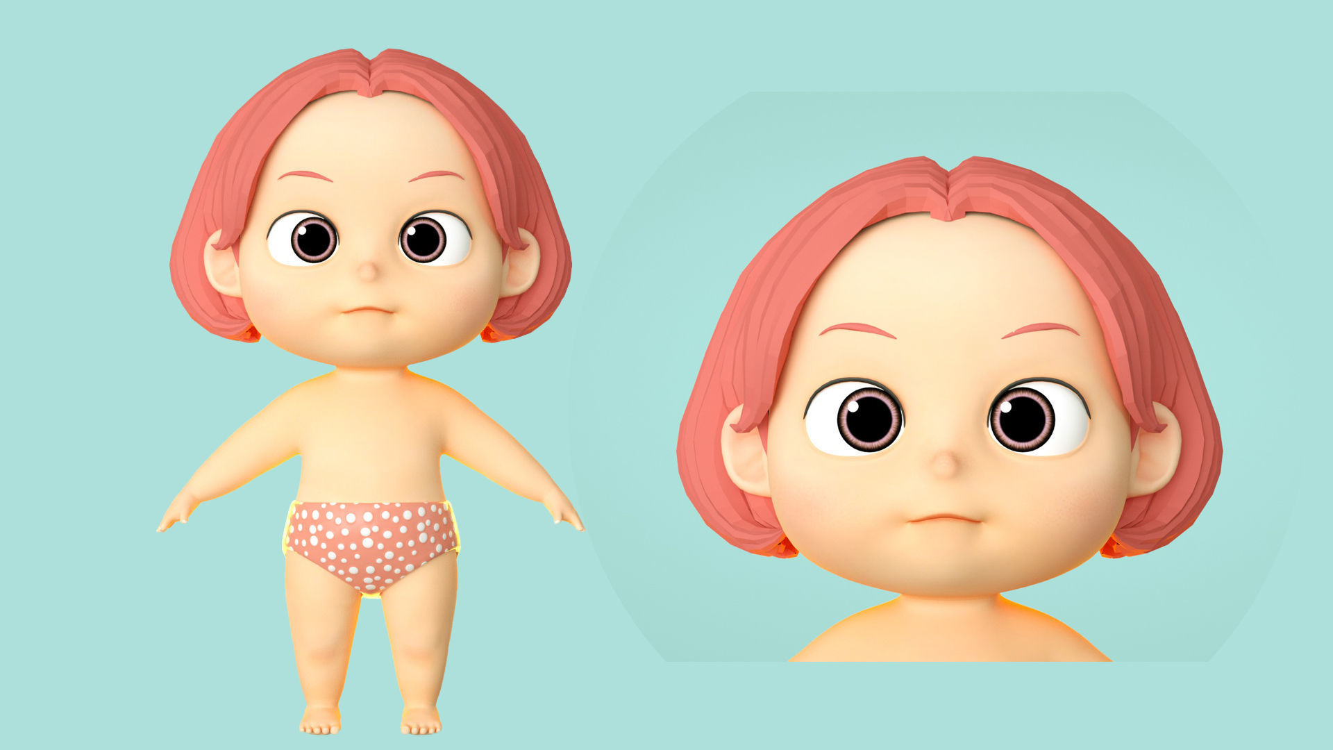 cartoon doll cartoon girl child baby little baby baby 3D model CGTrader