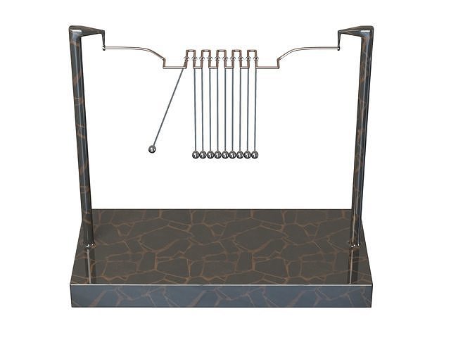 office wooden stand with metal rods Free 3D model