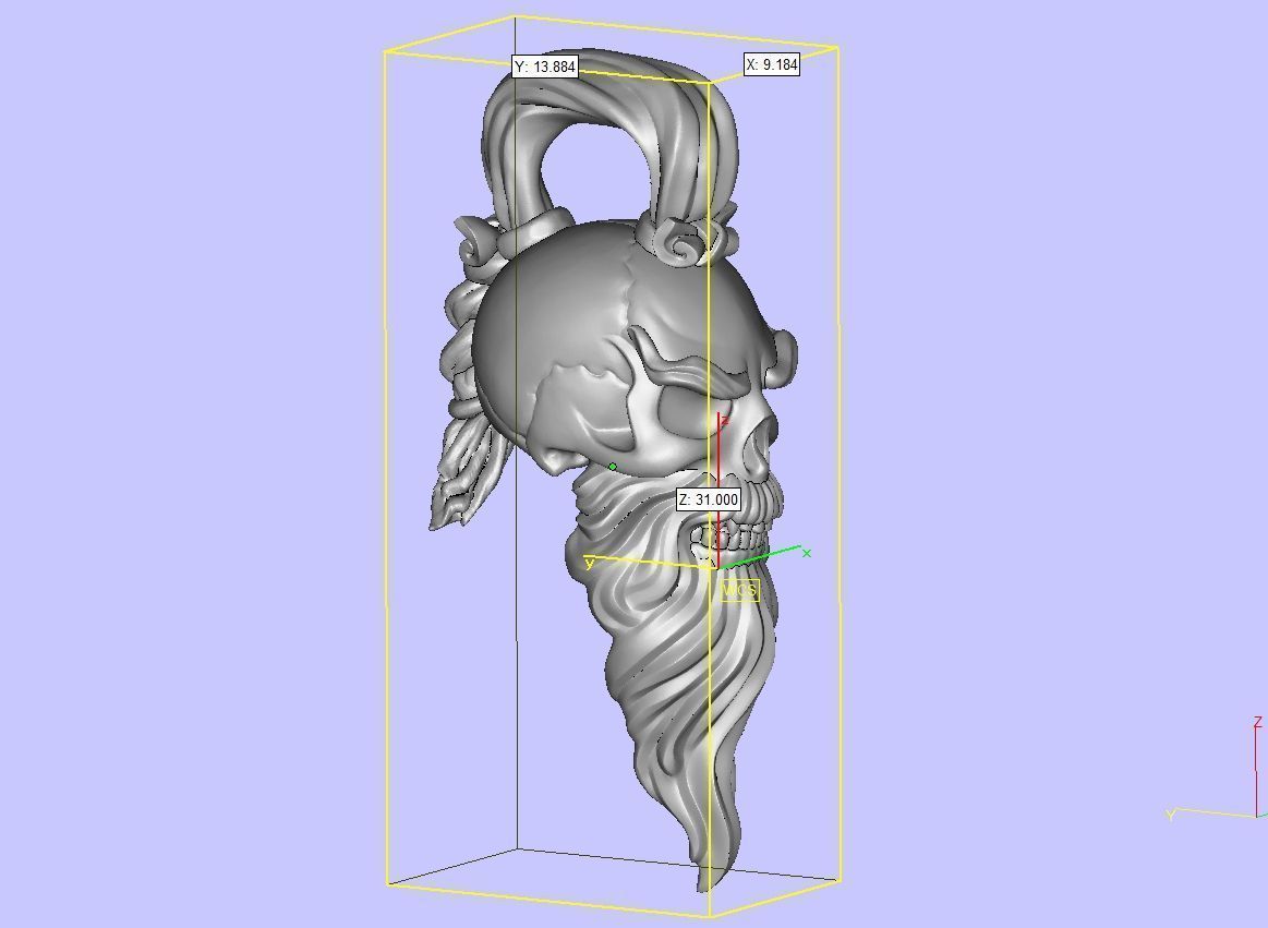 Skull Sensei Beard and Pigtail Pendant 3D print model_22