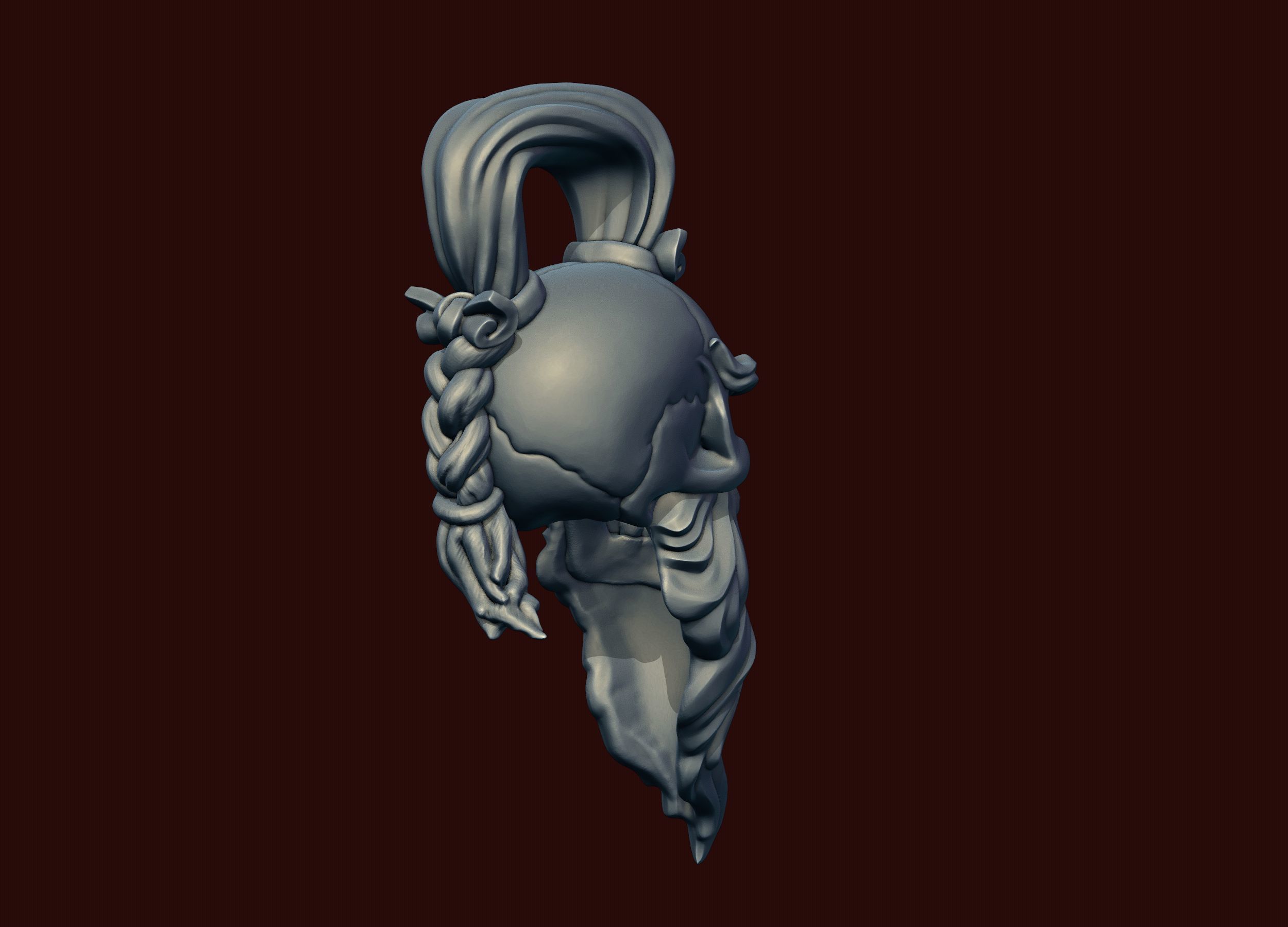 Skull Sensei Beard and Pigtail Pendant 3D print model_8