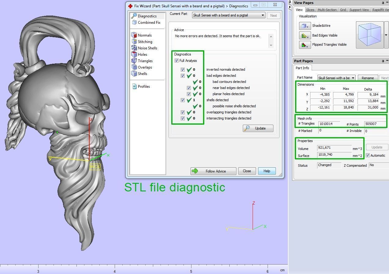 Skull Sensei Beard and Pigtail Pendant 3D print model_23