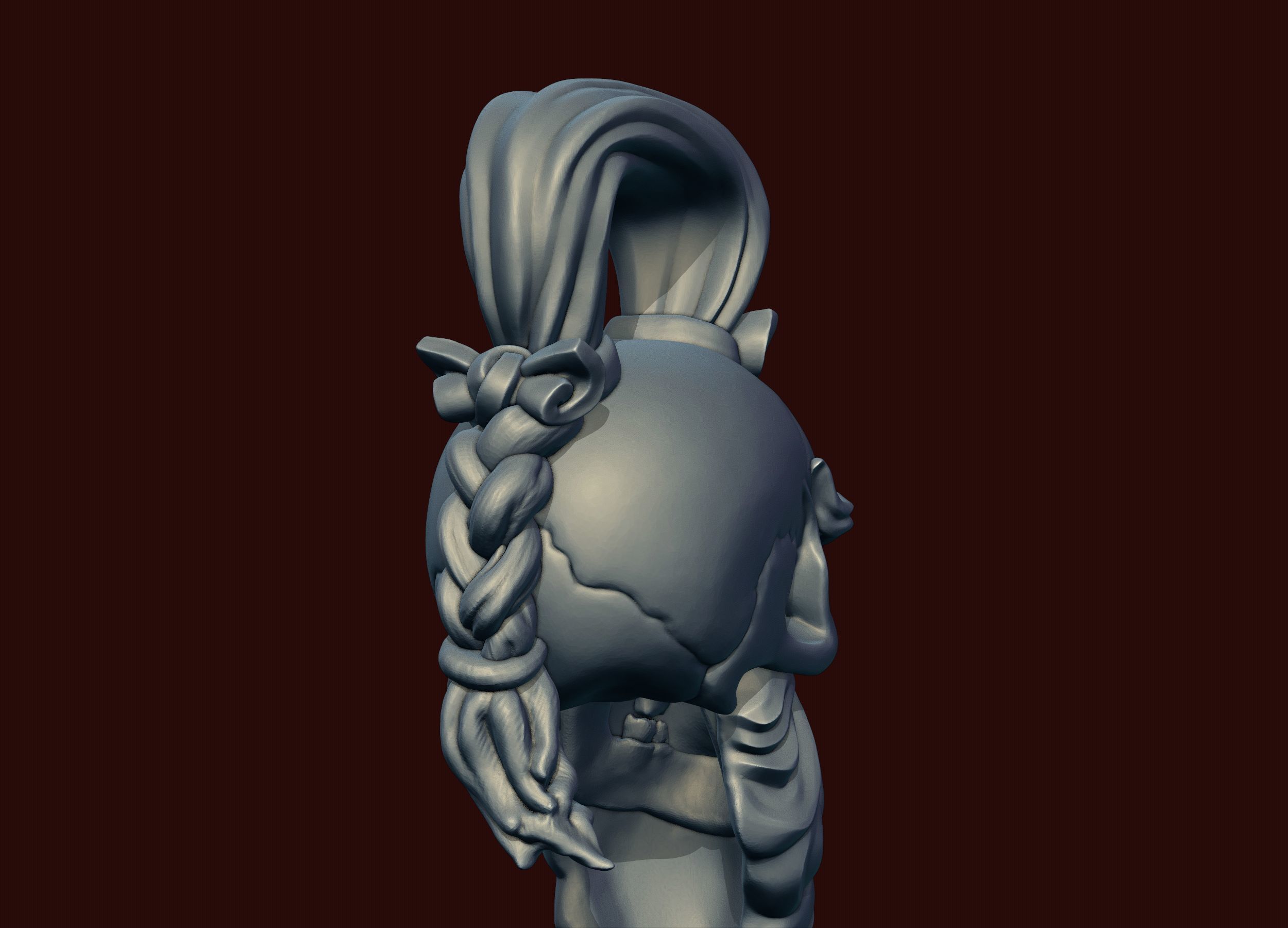 Skull Sensei Beard and Pigtail Pendant 3D print model_14