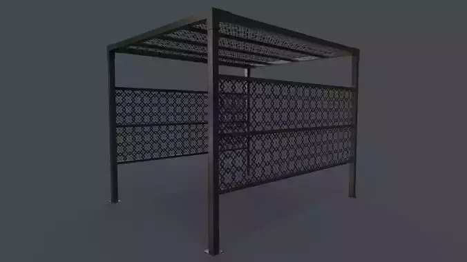 PBR Wooden Pergola Gazebo B2 Low-poly 3D model