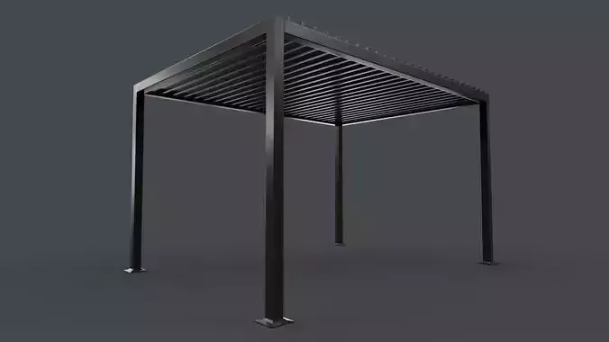 PBR Wooden Pergola Gazebo B3  Low-poly 3D model