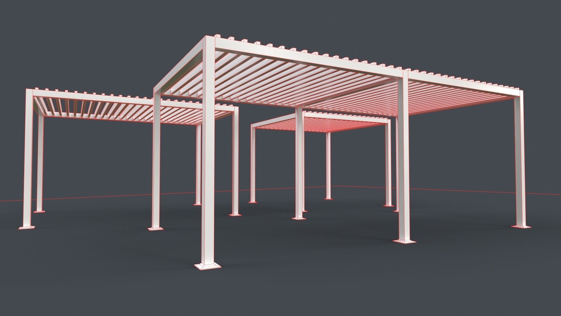 PBR Wooden Pergola Gazebo B3  Low-poly 3D model_24