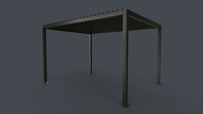 PBR Wooden Pergola Gazebo B3  Low-poly 3D model 4