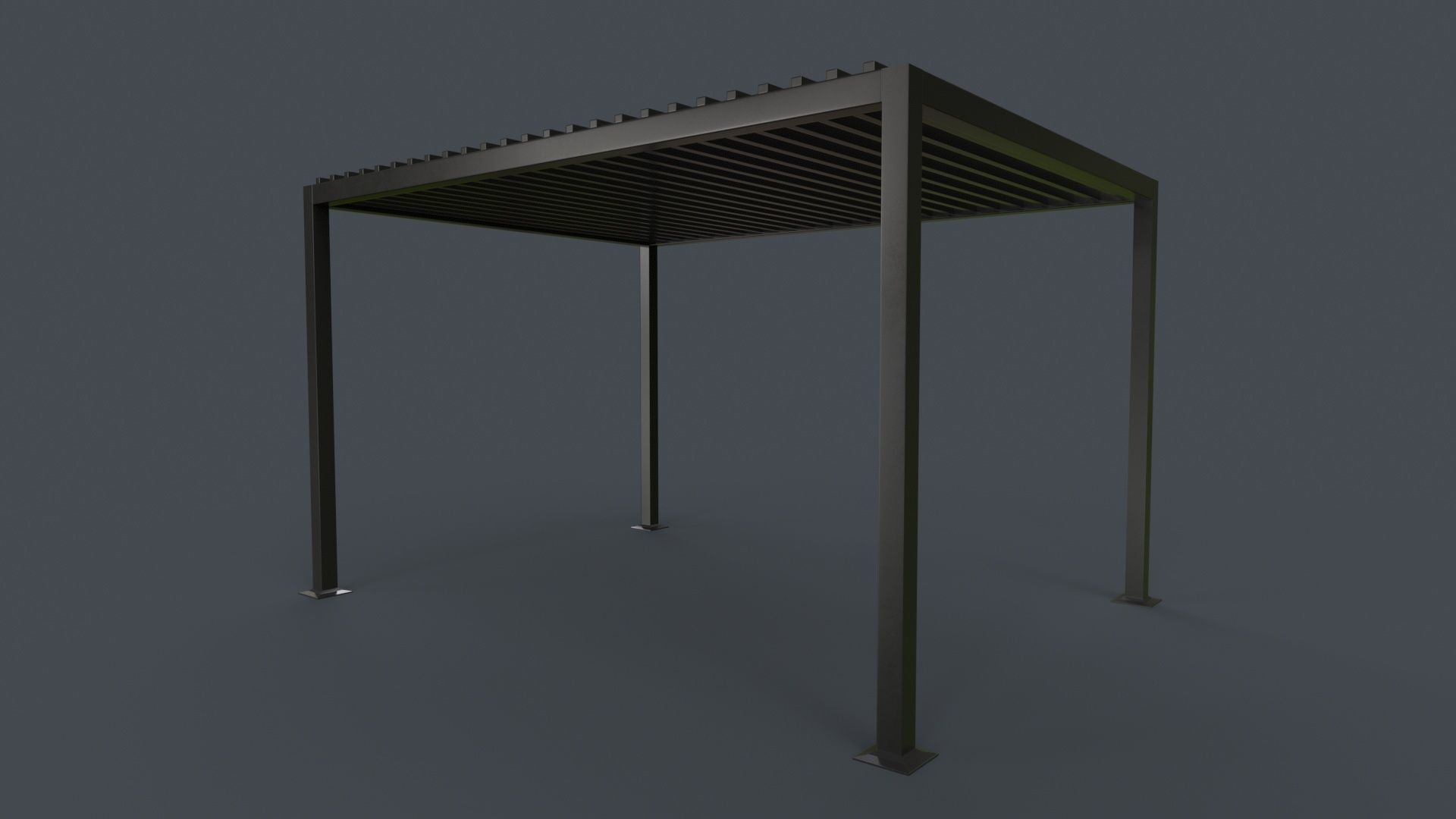 PBR Wooden Pergola Gazebo B3  Low-poly 3D model_6